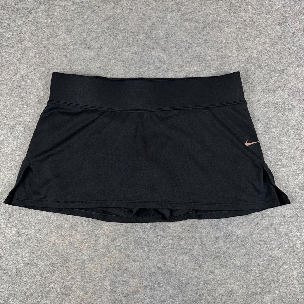 Nike Dri Fit Knit Running Skort Skirt Lined Polyester Black Womens Medium M